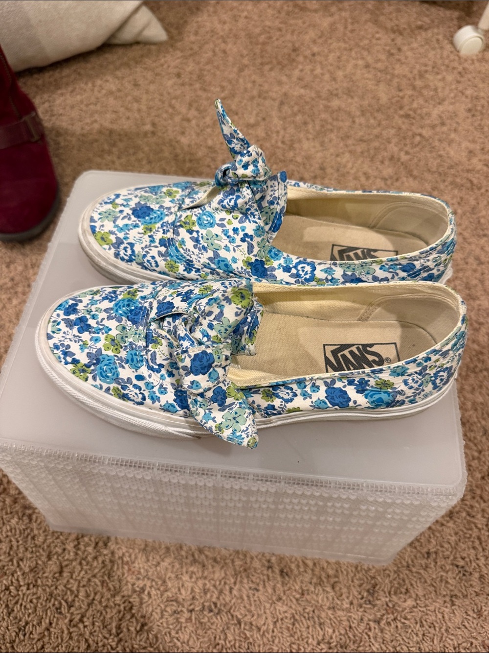 Vans Floral Knot Slip-On Sneakers in Blue and Green